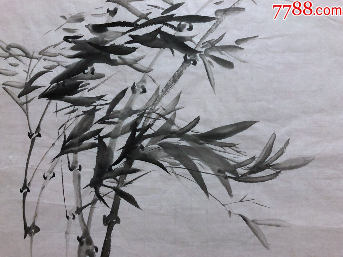 國畫原作,713,無款花鳥畫,竹子