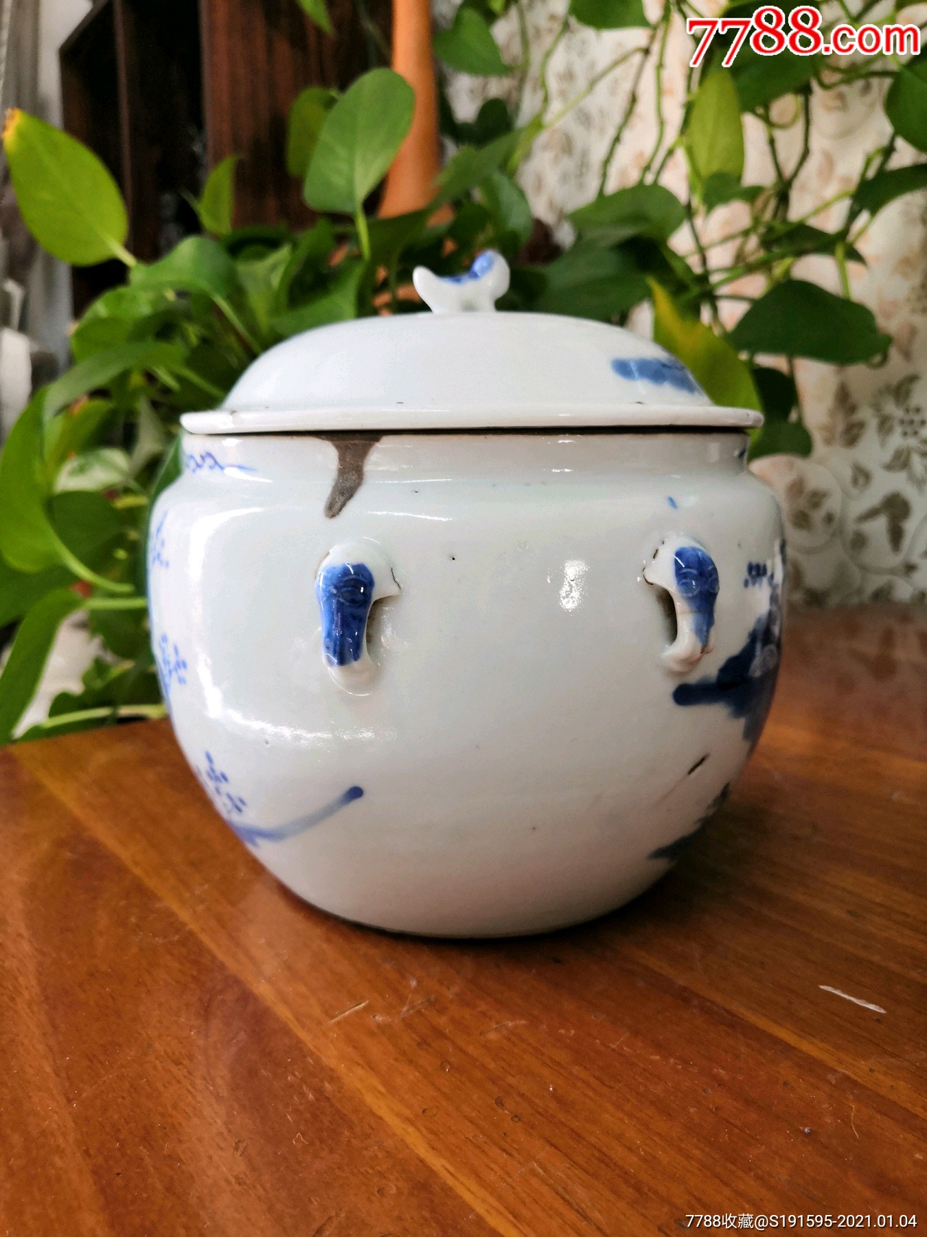 清代青花人物粥罐